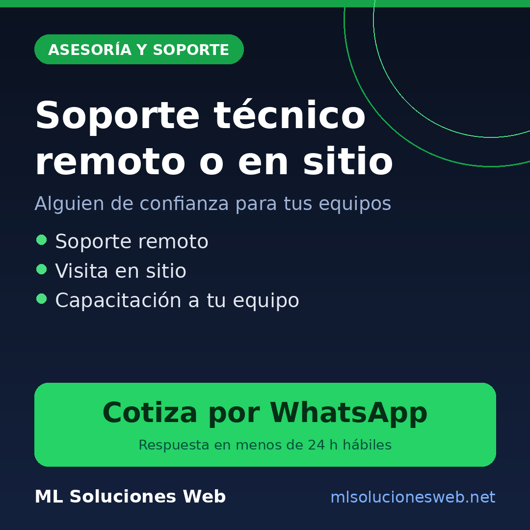Soporte técnico remoto o en sitio