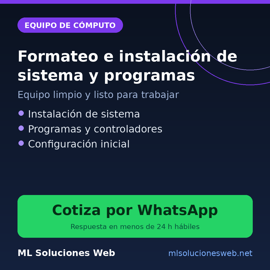 Formateo e instalación de sistema y programas